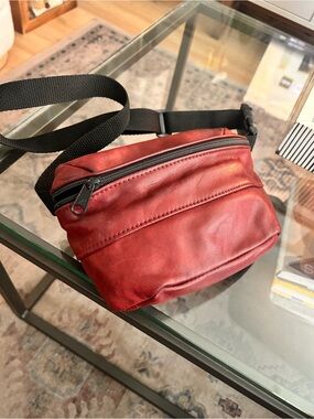 MacClay Leather Design Vintage Leather Fanny Pack Soft Maroon Leather